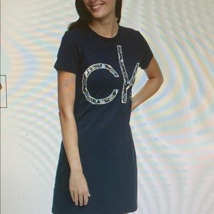 NWOT Indigo Logo Print Shirtdress by Calvin Klein